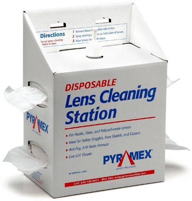 Pyramex Lens Cleaning Station w/ 16 oz Cleaning Solution / 1200 tissues - Pyramex