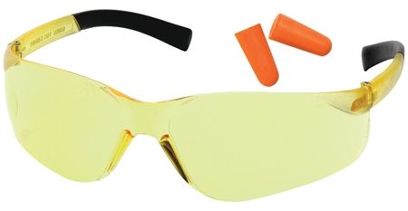 Pyramex Mini-Ztek Safety Glasses And DP1000 Ear Plug Combo Amber Lens Amber Frame Ten Pack