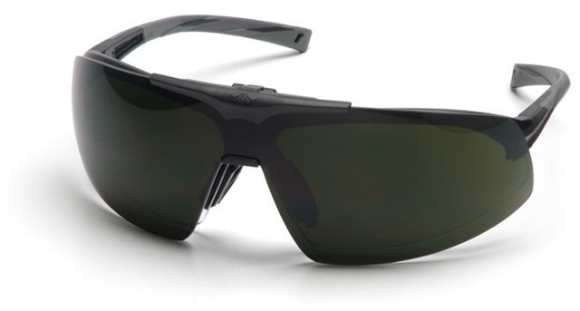 Pyramex Onix Plus Safety Eyewear - Clear Anti-Fog Bottom Lens/ 5.0 IR Filter Flip Lens Lens Black Frame - Pyramex