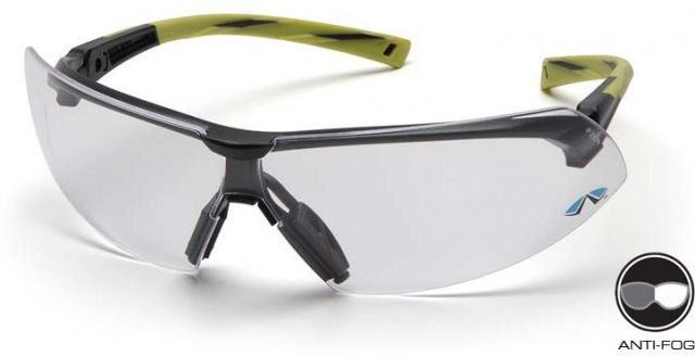 Pyramex Onix Safety Glasses - Clear Anti-Fog Lens Hi Vis Green Frame - Pyramex