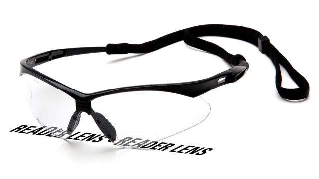 Pyramex PMXTREME Readers, Black Frame/Clear +2.5 Reader Lens with Black Cord SB6310SPR25