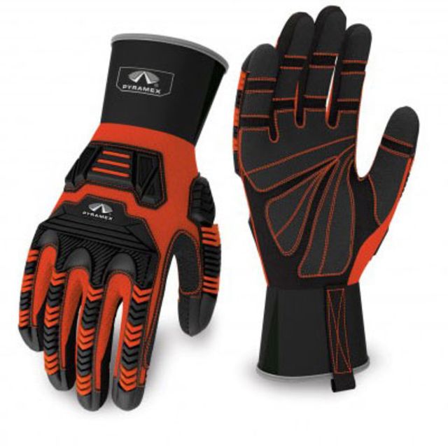 Pyramex Ultra Impact Series Gloves Black/Orange 2X Large - Pyramex