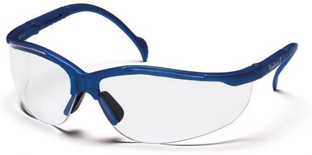 Pyramex Venture II Safety Glasses - Clear Lens Metallic Blue Frame - Pyramex