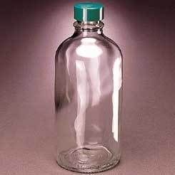 Qorpak Boston Round Bottles Narrow Mouth Qorpak  With Fluoropolymer Resin-Lined Green Thermoset Cap