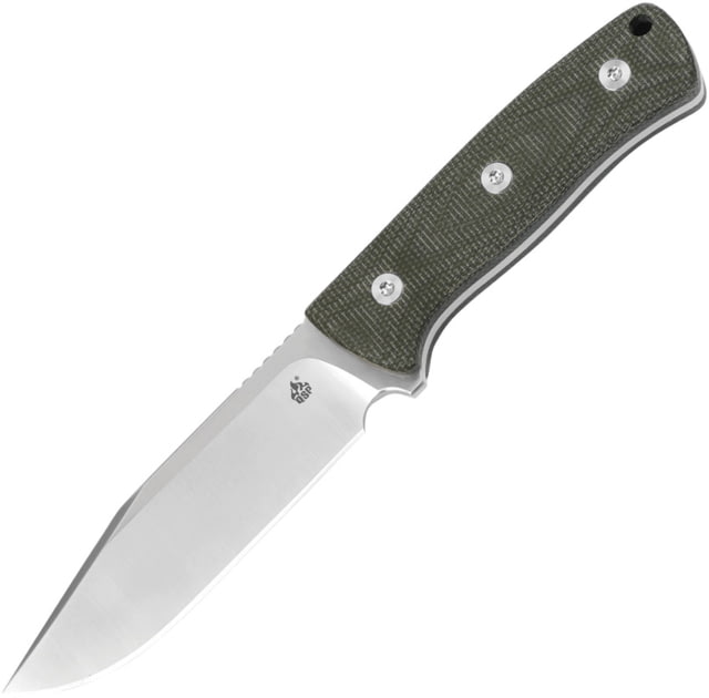 QSP Knife Bison Fixed Blade Green Knife 4.5" satin finish D2 tool steel clip point blade Green linen micarta handle - Qsp Knife