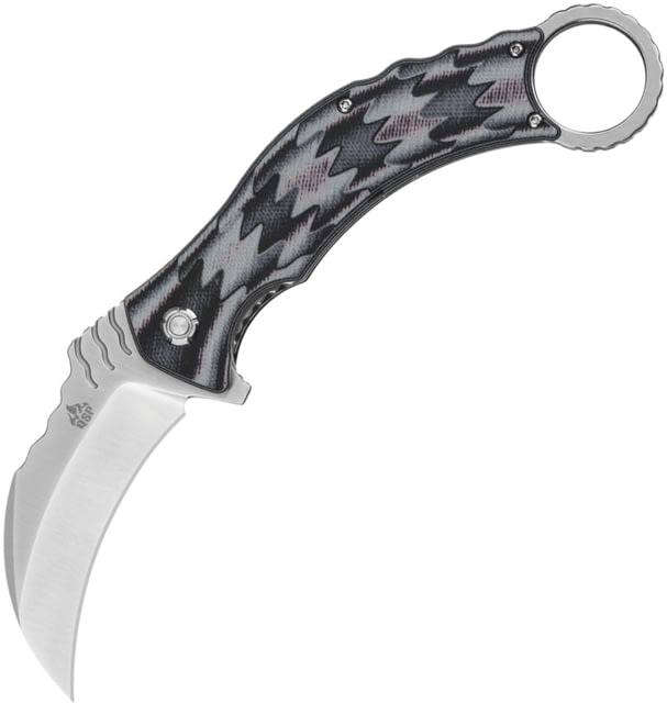 QSP Knife QSP Eagle Karambit Linerlock 3.13 in Folding Knife Black and gray textured G10