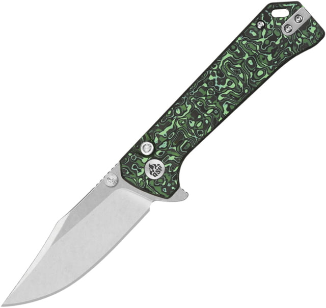 QSP Knife Grebe Button Lock Green CF - Qsp Knife