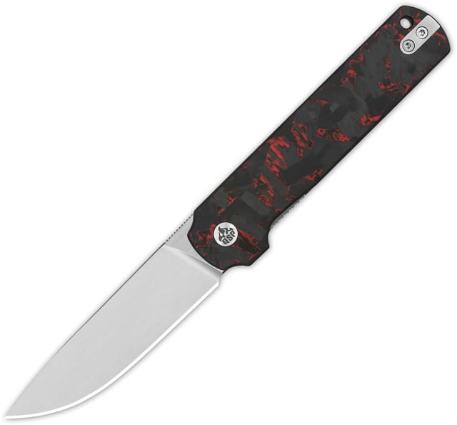 QSP Knife Lark Folding Knife 4.25in Closed 3.13in Satin 14C28N Sandvik SS Blade Black G10 Handle w/ Red Shredded Carbon Fiber Onlay - Qsp Knife