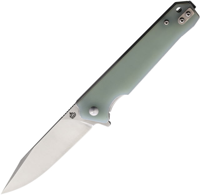 QSP Knife Mamba Linerlock Jade Folding Knife 3.5in Stonewash Finish D2 Tool Steel Blade Jade G10 Handle