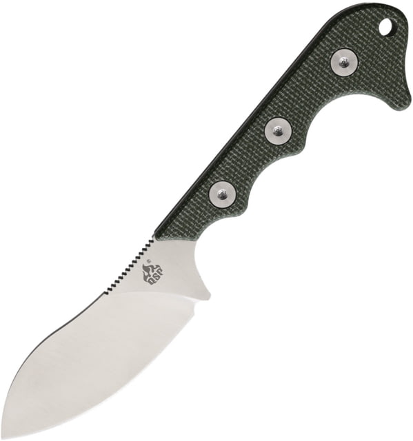 QSP Knife Neckmuk Neck Knife Green 2.88" satin finish D2 tool steel blade Green linen micarta handle - Qsp Knife
