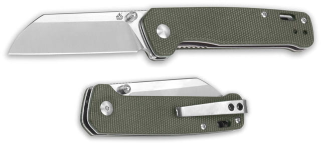 QSP Knife Penguin Linerlock Olive Green Folding Knife 3" satin finish D2 tool steel blade OD green G10 handle - Qsp Knife
