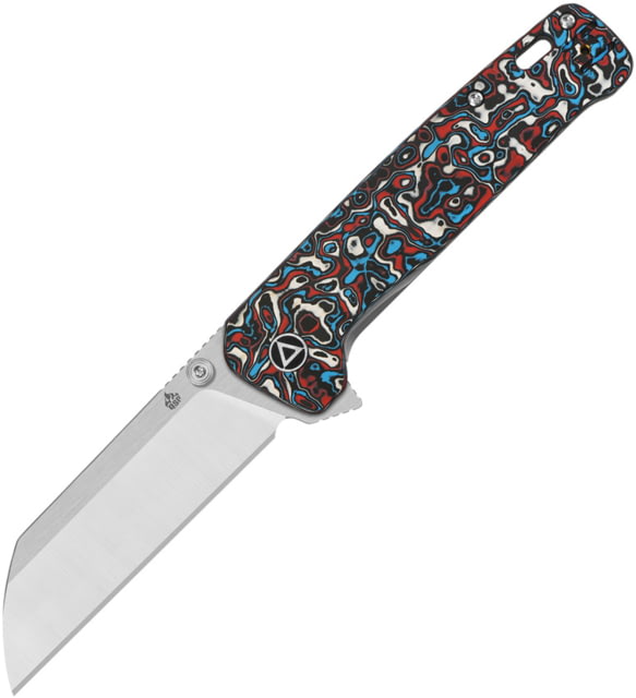 QSP Knife Penguin Plus Folding Knife 4.5in Closed 3.38in Satin CPM-20CV SS Blade Red/White/Blue Carbon Fiber Handle