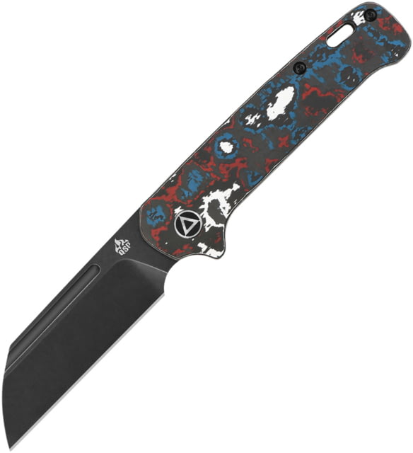 QSP Knife Penguin Nebula BSW Folding Knife 4in Closed 3in Black Stonewash CPM-20CV SS Blade Nebula Fat Carbon Fiber Handle - Qsp Knife