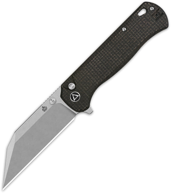 QSP Knife Swordfish Folding Knife 4.5in Closed 3.63in Stonewash 14C28N Sandvik SS Blade Dark Brown Micarta Handle - Qsp Knife