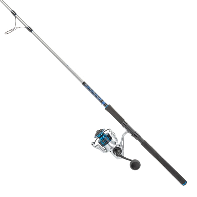 Quantum Strive Spinning Reel and Rod Combo 7ft 1-PC Medium Fast Rod Graphite Composite Blank SZ 5000 Reel 4+1 Bearings 5.6-1 Ratio Silver/Blue
