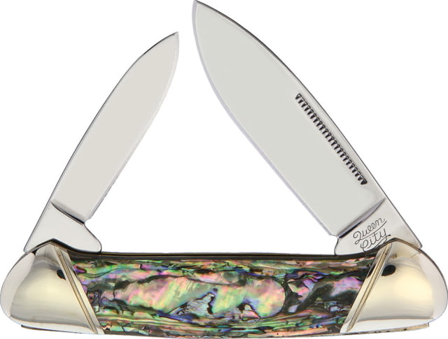 Queen City Canoe Abalone Folding Knife Mirror finish stainless spear and pen blades Abalone handle KB203R / QC001 - Queen City