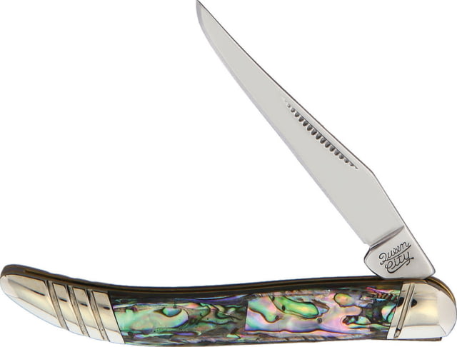 Queen City Toothpick Abalone Folding Knife Mirror finish stainless long clip blade Abalone handle KB106R / QC006 - Queen City