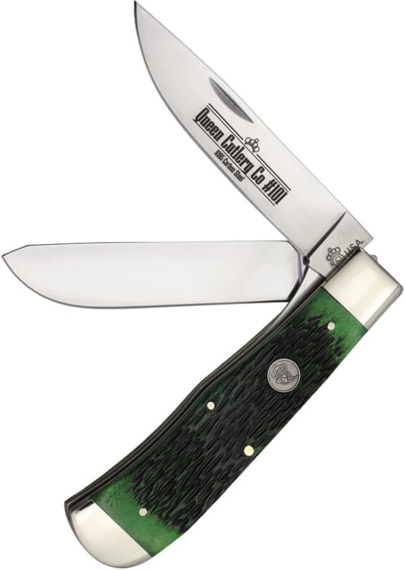 Queen Two Blade Lockback Green Bone - Queen