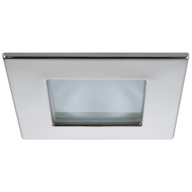 Quick Marina XP Downlight 4W LED Round Light w/ Square Stainless Bezel IP66 Screw Mounte Warm White