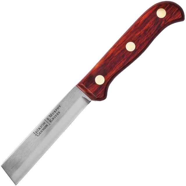 R. Murphy Jackson Bar Knife 8.5in Overall 4in Satin SS Blade Brown Wood Handle Plastic Blade Guard - R. Murphy
