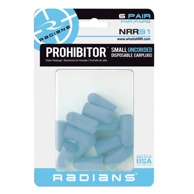 Radians Prohibitor Small Foam Earplugs 6 Pr Blue - Radians