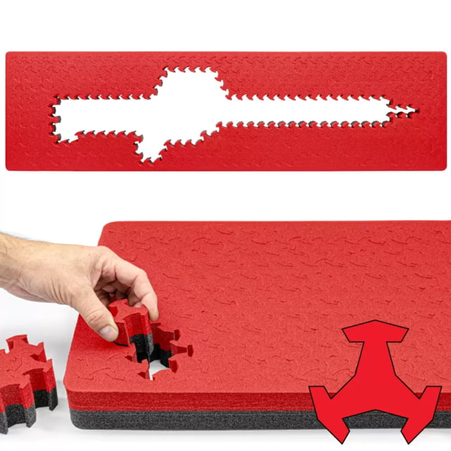 RAGAR RAGAR 50.5 in x 13.5 in Foam Insert For Hard Rifle Cases Red/Charcoal