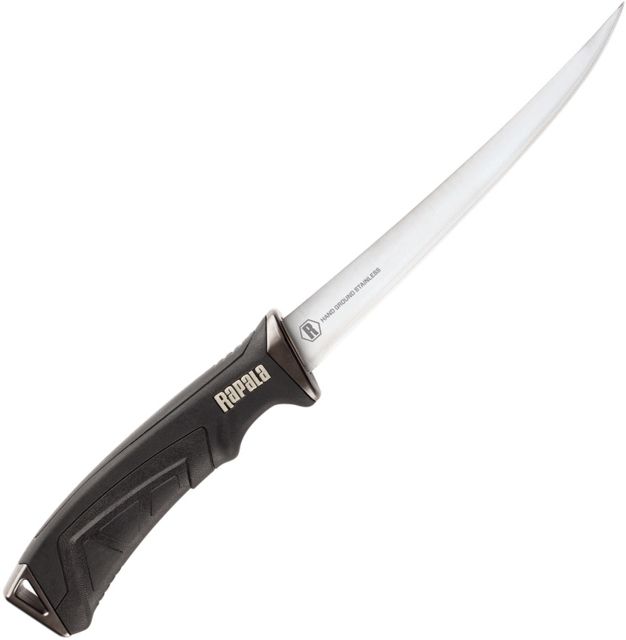 Rapala Pro Fillet 6 Fixed Blade Knife 6in Standard Edge Mirror Polish Black Synthetic Handle - Rapala
