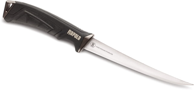 Rapala Pro Fillet 6 Fixed Blade Knife 6in Standard Edge Mirror Polish Black Synthetic Handle - Rapala