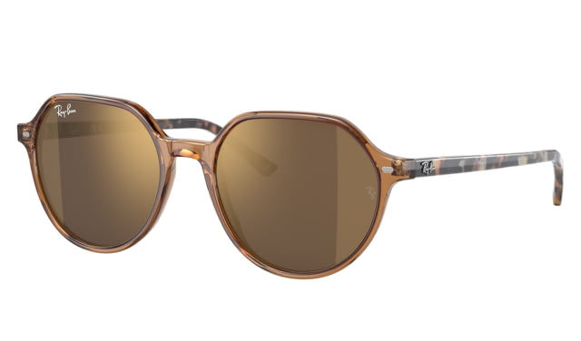 Ray-Ban RB2195F Thalia Sunglasses Transparent Brown Frame Brown Mirror Gold Lens Asian Fit 53 - Ray-Ban