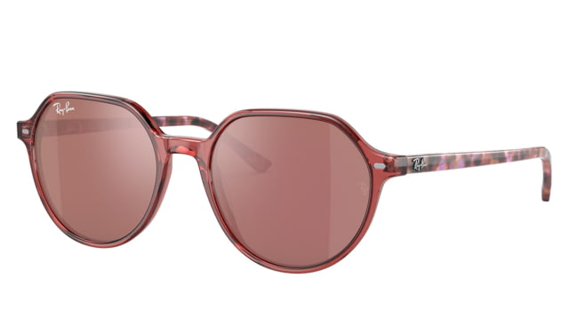 Ray-Ban RB2195F Thalia Sunglasses Transparent Pink Frame Brown Mirror Dark Red Lens Asian Fit 53 - Ray-Ban