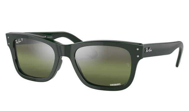 Ray-Ban RB2283F Mr Burbank Sunglasses - Men's Green Frame Dark Green Grad Mirror Polarized Lens Asian Fit 55 - Ray-Ban