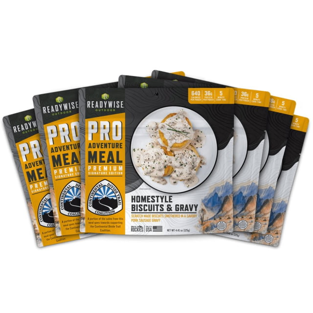 ReadyWise Signature Edition Pro Adventure Meal w/ Continental Divide Trail Coalition Homestyle Biscuits & Gravy 6 Count Case Pack - Readywise