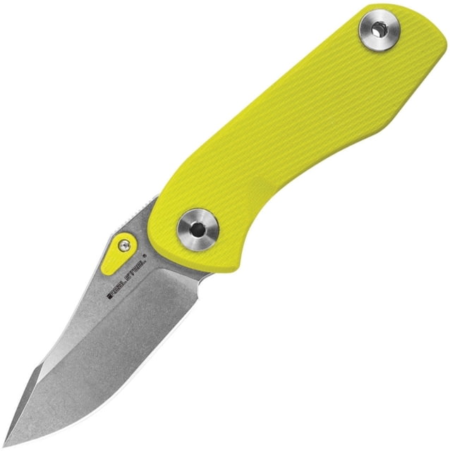 Real Steel 3001 Precision Framelock Folding Knife 2.88in Stonewash 14C28N Sandvik SS Blade Neon Green Textured G10 Handle w/Stonewash SS Back Handle - Real Steel