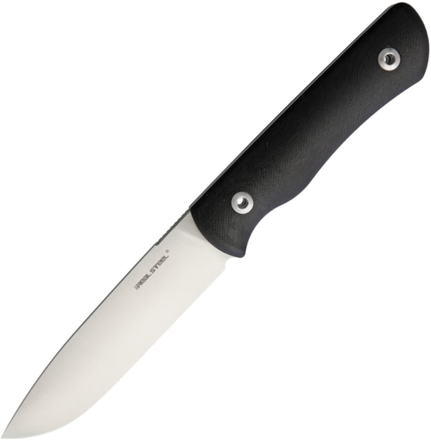 Real Steel Bushcraft Plus CONVEX Knife 4.5" satin finish 14C28N Sandvik stainless blade Black G10 handle - Real Steel
