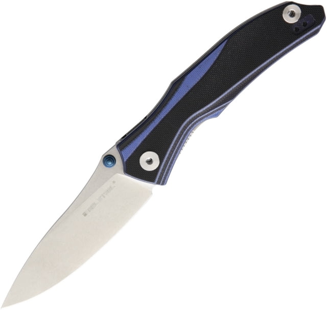 Real Steel E802 Horus Linerlock with and Blue G10 Handle 3.75in Stonewash 14C28N Sandvik SS Drop Point G10 Handle Black - Real Steel
