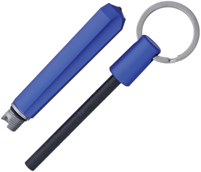 Real Steel Glass Breaker Fire Starter 3.75in Overall 1.62Oz Keyring Fire Starter Screws Into The Body Of The Glass Breaker Aluminum Construction Blue - Real Steel