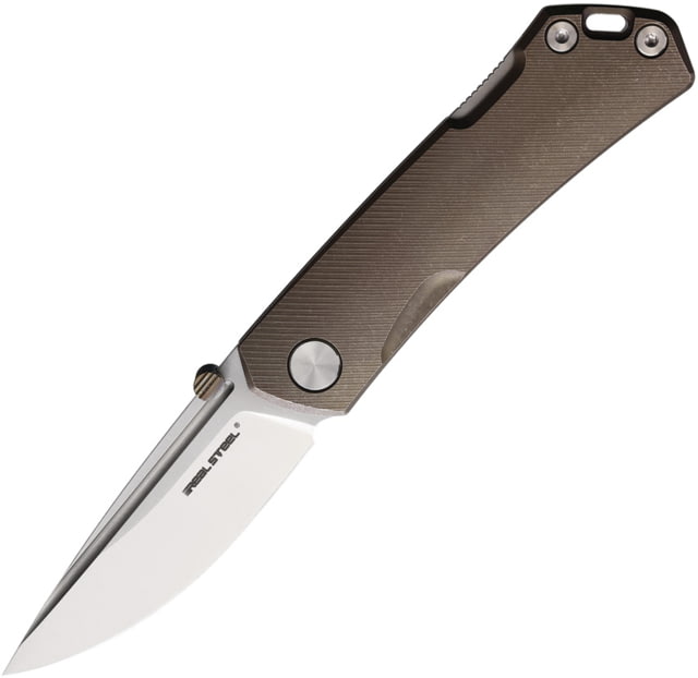 Real Steel Luna Maius Bronze Folding Knife 4.25in Closed 3in Satin Bohler N690 SS Blade Bronze Anodized Titanium Handle - Real Steel