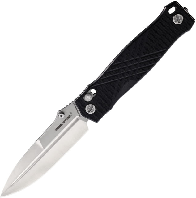 Real Steel Muninn Black G10 Folding Knife 4.5in Closed 3.63in Satin VG-10 SS Blade Black G10 Handle - Real Steel