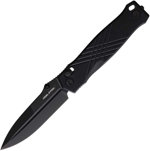 Real Steel Muninn Blackout Folding Knife 4.63in Closed 3.63in Black Stonewash VG-10 SS Blade Black G10 Handle - Real Steel