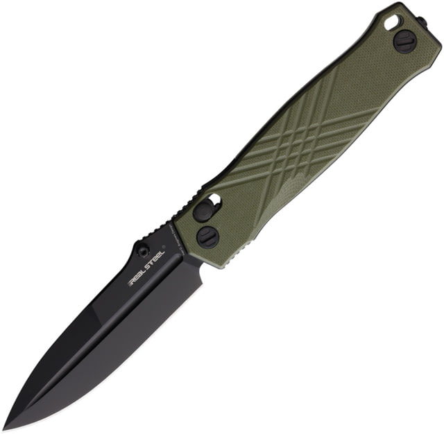 Real Steel Muninn OD Folding Knife 4.63in Closed 3.63in Black Stonewash VG-10 SS Blade OD Green G10 Handle - Real Steel