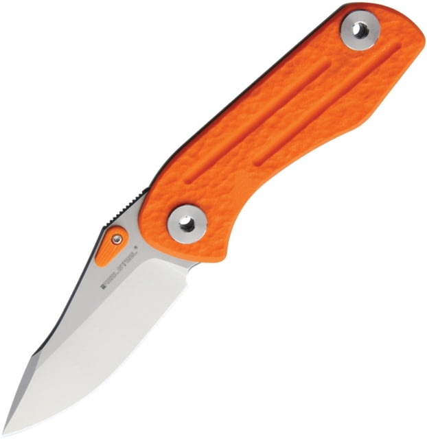 Real Steel Precision Framelock Folding Knife 2.88in Stonewash 14C28N Sandvik SS Blade Orange G10 Handle With Stonewash SS Back Handle Pocket Clip - Real Steel