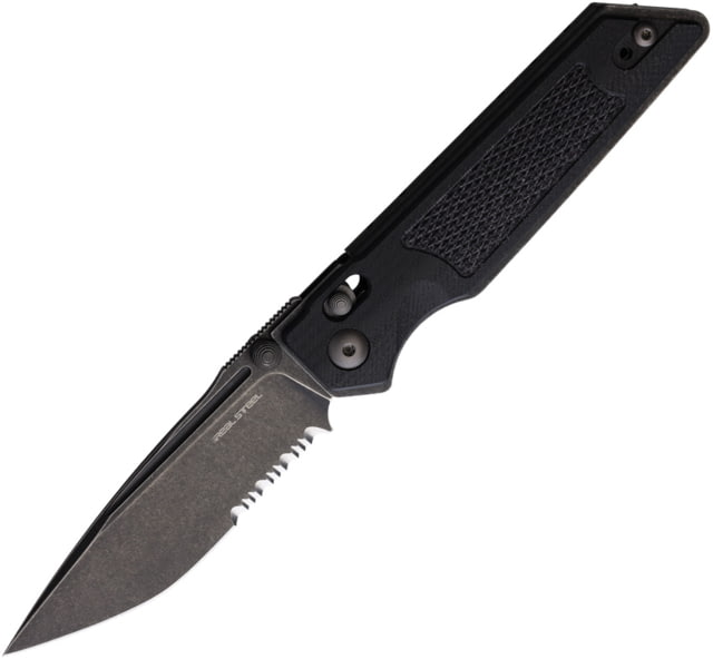 Real Steel Sacra TAC Folding Knife 3in Steel Serrated Tanto G10 Handle Black - Real Steel