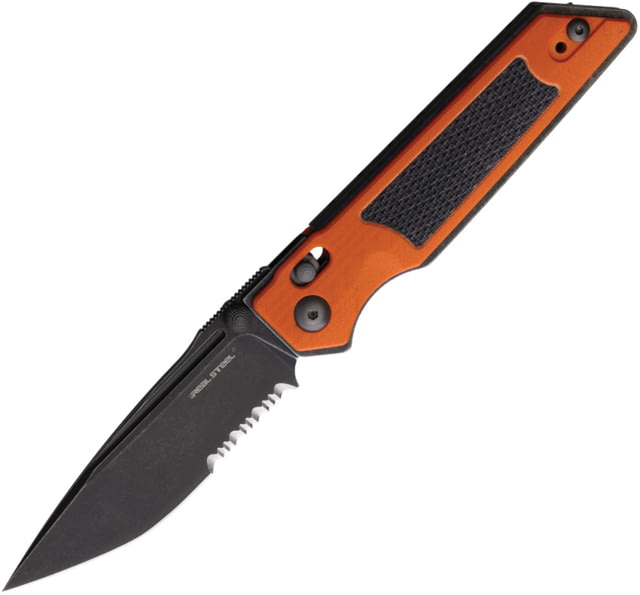 Real Steel Sacra TAC Folding Knife 3in Steel Serrated Tanto G10 Handle Orange - Real Steel