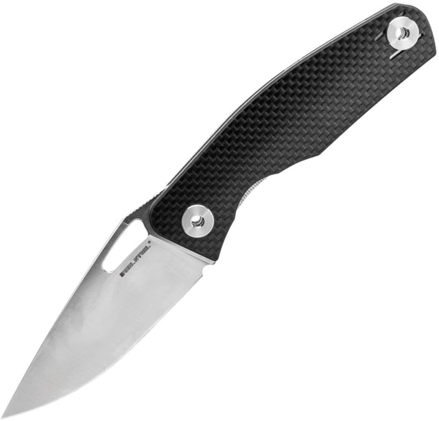 Real Steel Terra Linerlock Folding Knife 3.5in Satin 14C28N Sandvik SS Blade Carbon Fiber Handle Thumb Pull Pocket Clip - Real Steel