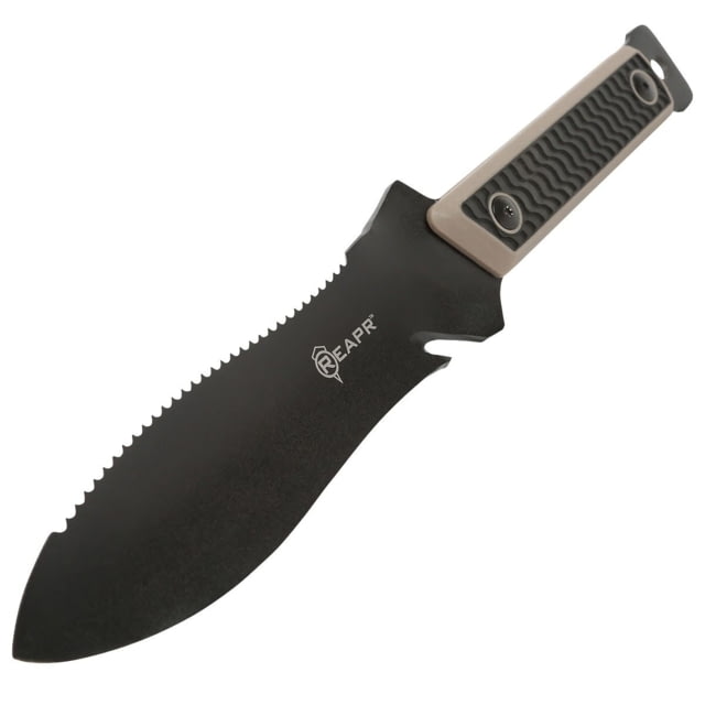Reapr Versa Hori Hori Fixed Blade Knife 6-1/2in 420 Stainless Steel Concave Dual Sided Full Tang Blade w/ Serrated Edge Black - Reapr