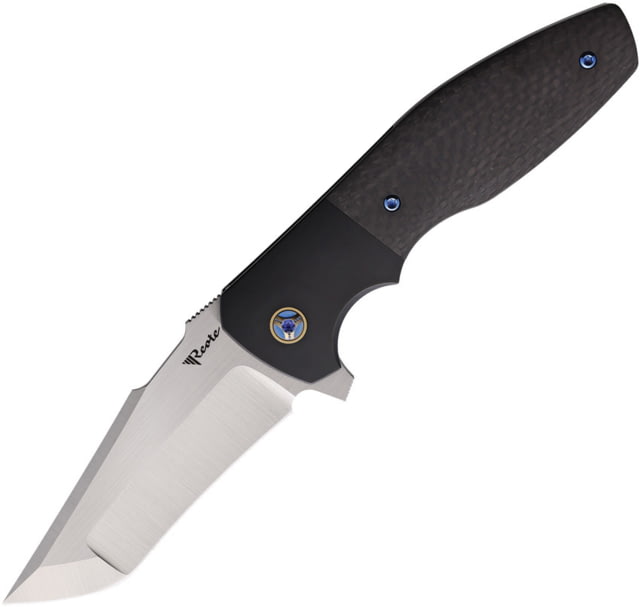 Reate Knives Augustus Framelock CF Folding Knife 3.5" satin finish Bohler M390 stainless modified t Bead blast finish titanium handle with carbon fibe - Reate Knives