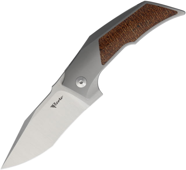 Reate Knives  Framelock Folding Knife 3" stonewash and satin finish Bohler M390 stainles Bead blast finish titanium handle with micarta inl - Reate Knives