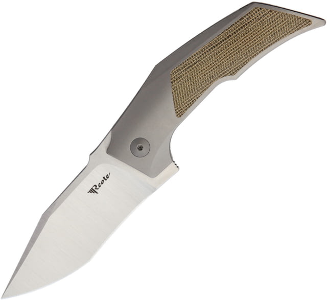Reate Knives  Framelock Folding Knife Gray screws handle with green canvas micarta inlay 3in satin finish Bohler M390 stainless blade Bead blast - Reate Knives