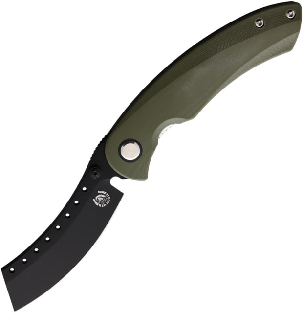 Red Horse Knife Works Hell Razor Folding Knife 5in Closed 3.5in Black Finish S35VN Stainless Blade OD Green G10 Handle RH07 OD GREEN BLACK PVD - Red Horse Knife Works