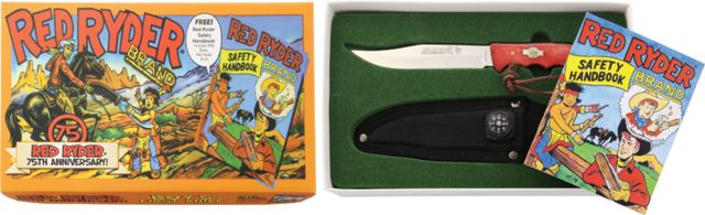 Red Ryder Anniversary Fixed Bl Fixed Blade Knife 4.5in Clip Point Red Bone Handle - Red Ryder